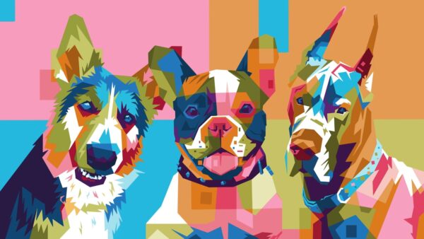 Hand-drawn WPAP-style cat portrait made from photo