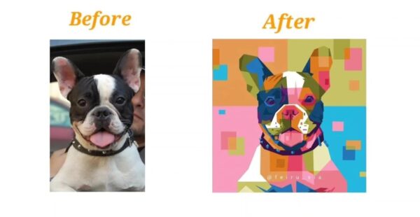 Digital WPAP pet portrait – vector style pop art for pet lovers