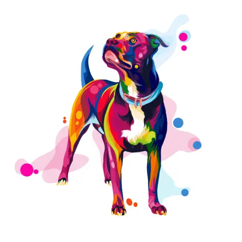 Custom WPAP pet portrait of a dog in colorful geometric pop art style
