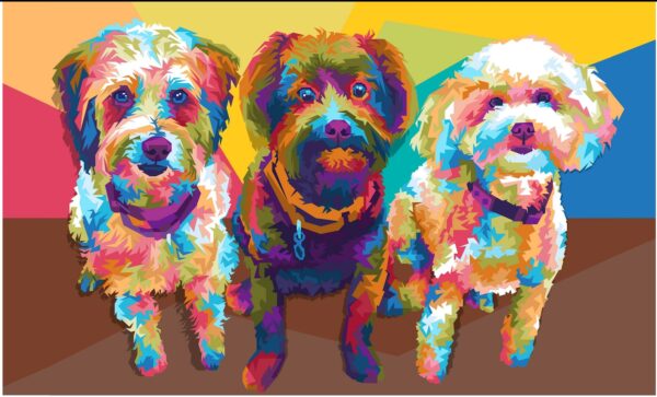 Pet photo to WPAP artwork – colorful dog pop art on canvas