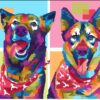 Custom WPAP pet portrait of a dog in colorful geometric pop art style