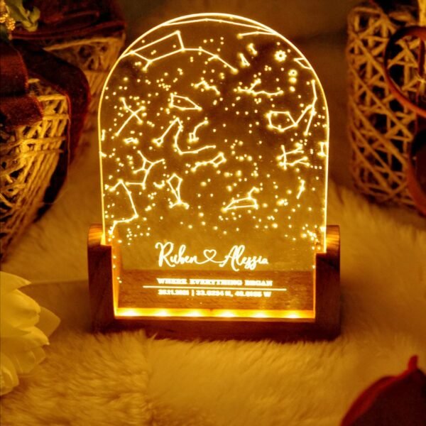 Personalized Constellation Chart Lamp, Custom Night Light, Bedroom Decor, Family Gift, Memorial Day