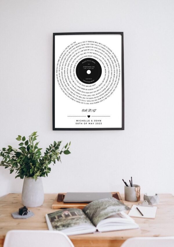 Personalized Wedding Song Lyrics Print: Vinyl Record Spiral Design (Digital Download