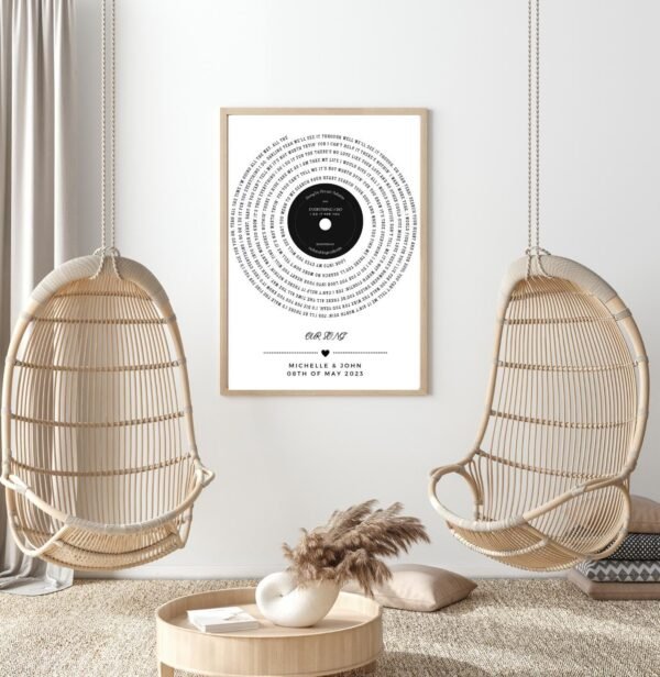 Personalized Wedding Song Lyrics Print: Vinyl Record Spiral Design (Digital Download