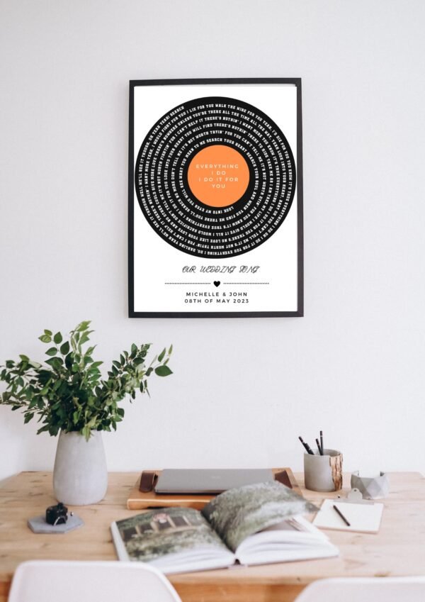 il_fullxfull.6263217820_7fzw.jpg Custom Lyrics Print | Vinyl Record Style Spiral Lettering with Framed Matte Paper | Minimalist Modern Gift for All Special Occasions