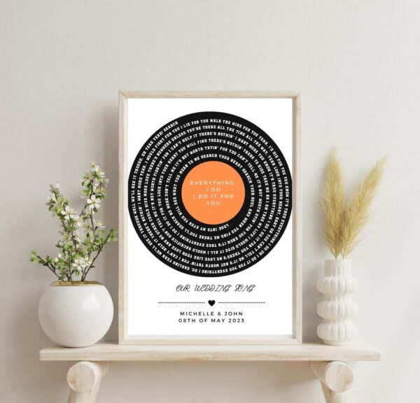 il_fullxfull.6263218806_irbp.jpg Custom Lyrics Print | Vinyl Record Style Spiral Lettering with Framed Matte Paper | Minimalist Modern Gift for All Special Occasions