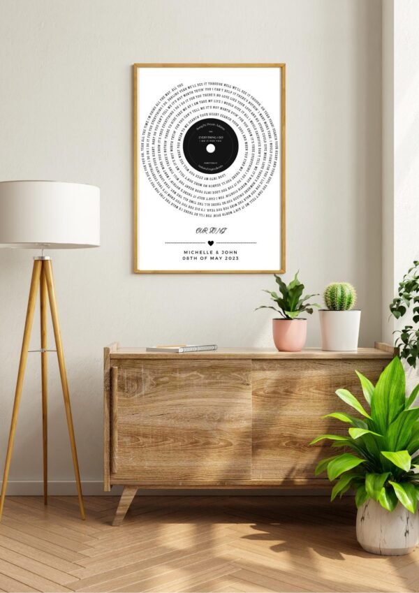 Personalized Wedding Song Lyrics Print: Vinyl Record Spiral Design (Digital Download