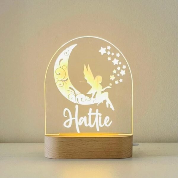 Magical Custom Fairy Rainbow Night Light for Kids - Personalized LED Lamp,Customized Nursery Name Star Moon Fairy Rainbow Cloud