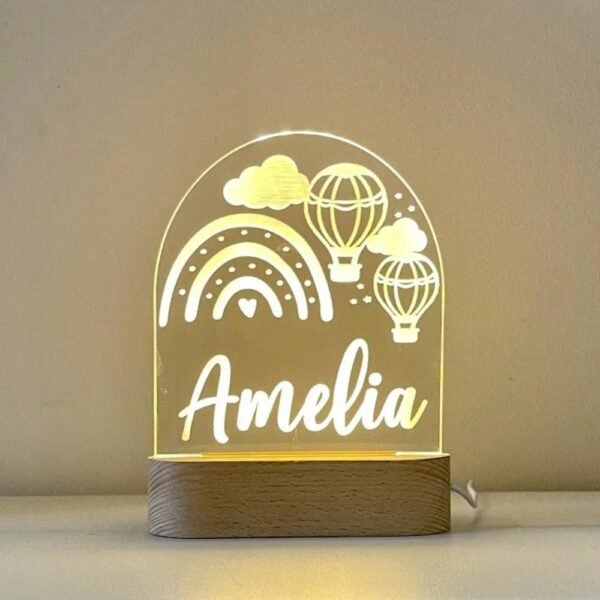 Magical Custom Fairy Rainbow Night Light for Kids - Personalized LED Lamp,Customized Nursery Name Star Moon Fairy Rainbow Cloud