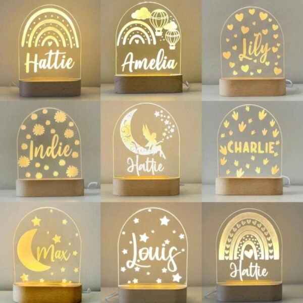 Magical Custom Fairy Rainbow Night Light for Kids - Personalized LED Lamp,Customized Nursery Name Star Moon Fairy Rainbow Cloud