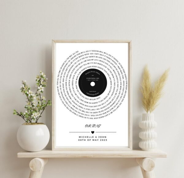 Personalized Wedding Song Lyrics Print: Vinyl Record Spiral Design (Digital Download